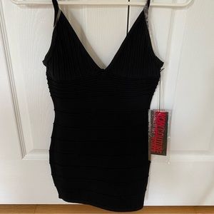 WOW Couture bandage dress Herve Leger style body con mini dress black (NWT)